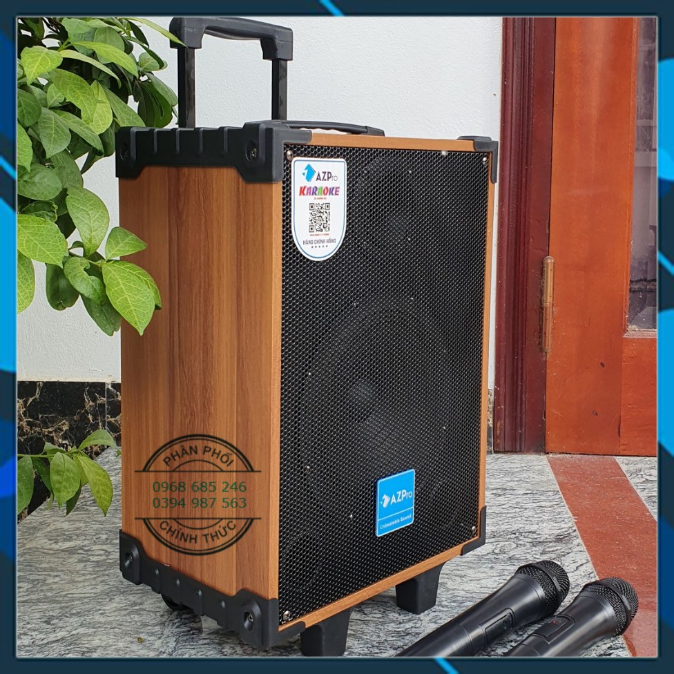 Loa kéo karaoke mini AZPro Bass 25 bluetooth Loa kẹo kéo di động thùng gỗ