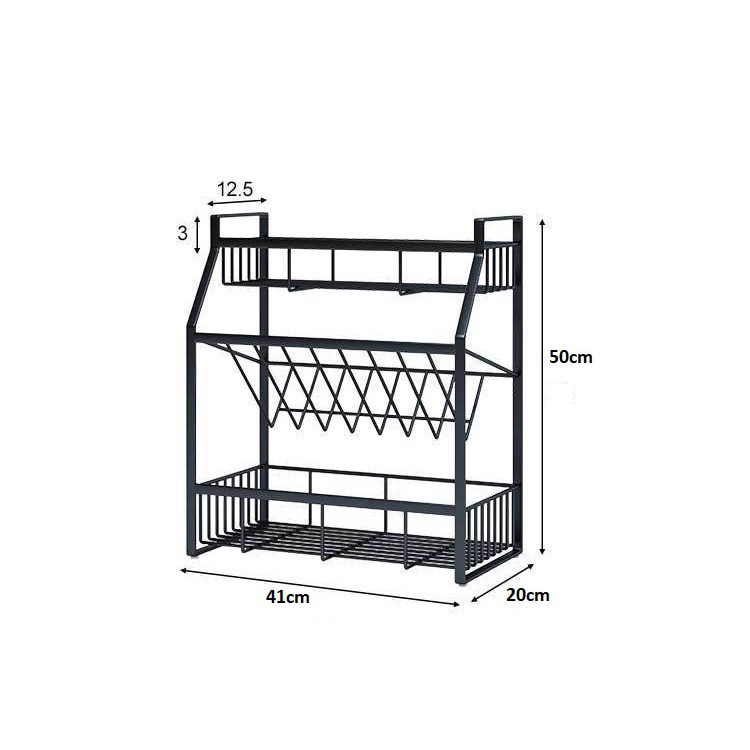 Kệ Gia Vị Nhà Bếp Chất Liệu Thép Carbon, Giá để đồ nhà bếp thiết kế thông minh gọn gàng - TAB