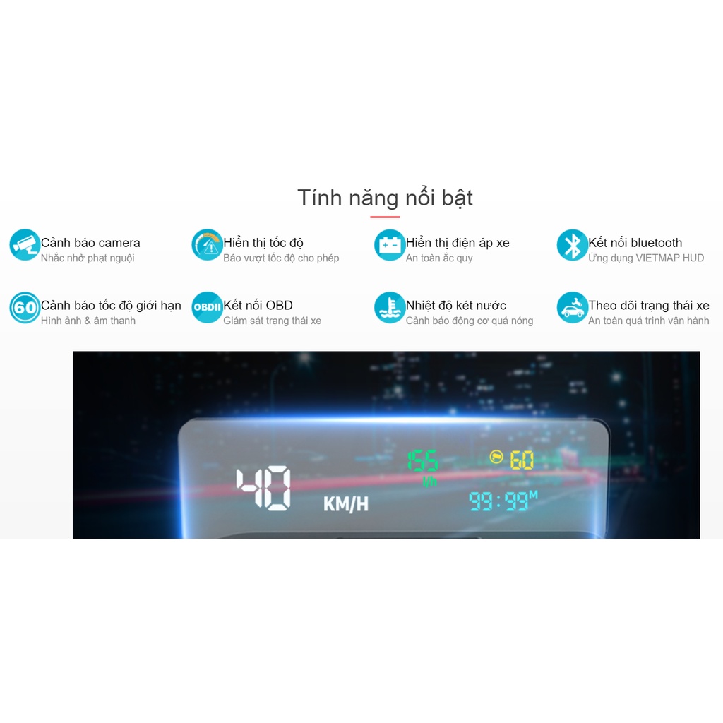 VIETMAP HUD H1X - Màn Hình Hiển Thị Thông Tin Thông Minh