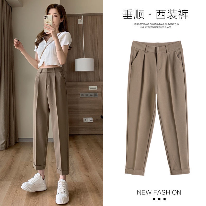 Quần Kaki Ống Rộng Lưng Cao Thời Trang Mùa Thu Cho Nữ