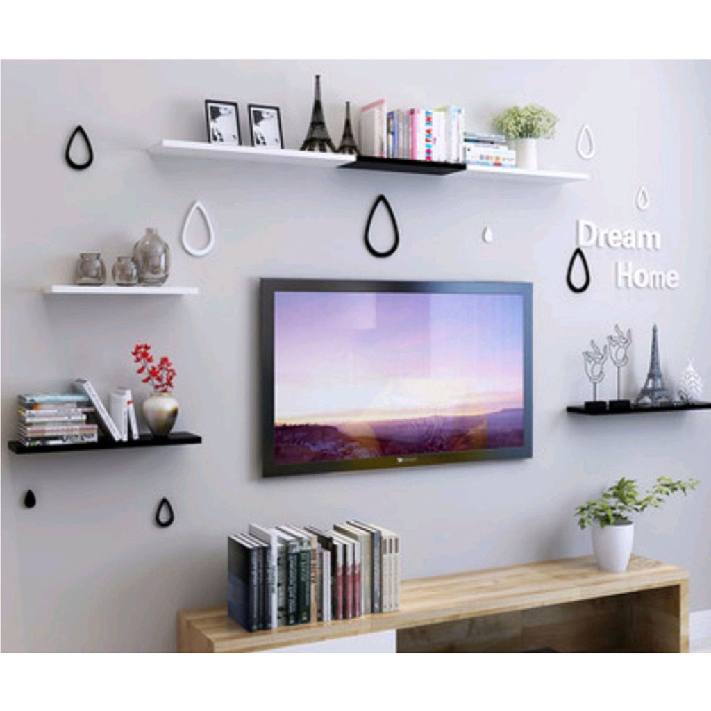 Kệ gỗ treo tường decor giá trang trí bằng thanh gỗ ngang gắn tường mini phòng khách phòng ngủ để cây cảnh LamvuonTOPV