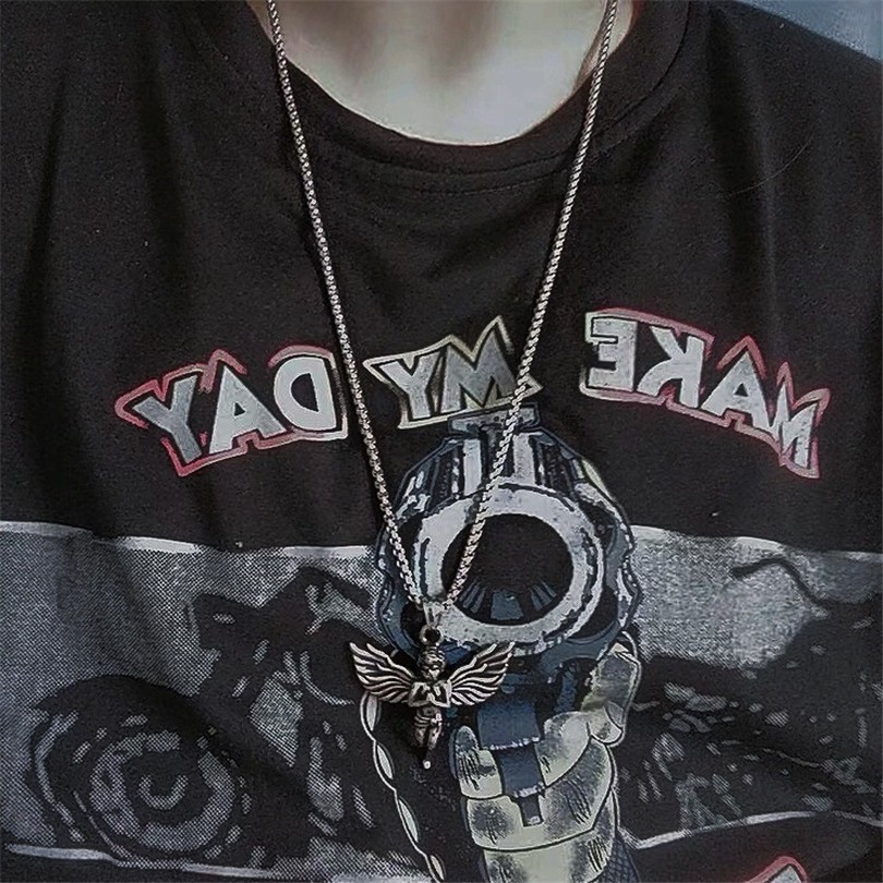 Vòng Cổ Nam Nữ 1239255Dây Chuyền Mặt Hình Thiên Thần Phong Cách Hip Hop Retro