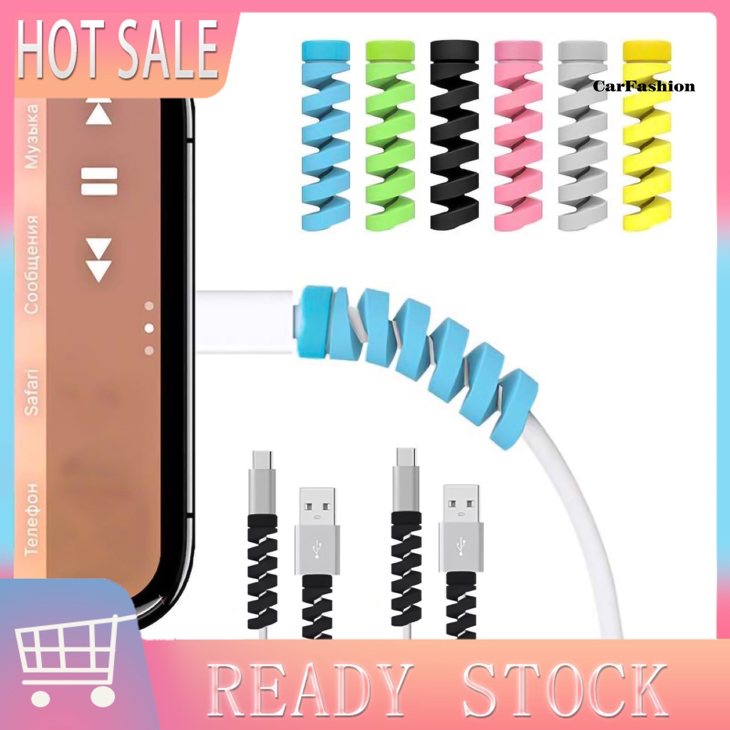 Set 12 Phụ Kiện Bảo Vệ Dây Cáp Sạc Bằng Silicon Dẻo Màu Trơn Chống Mòn Tiện Dụng