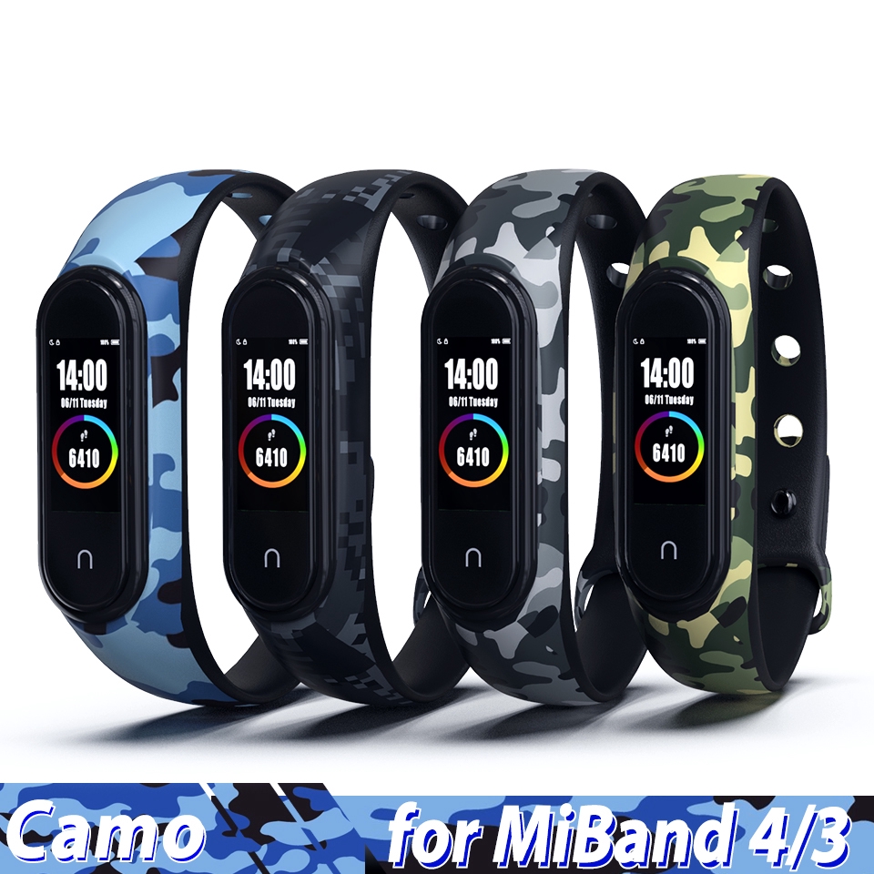 Dây silicone họa tiết rằn ri thay thế cho Xiaomi Mi Band 4/3