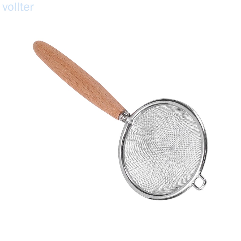 Muỗng Rây Bột Bằng Thép Không Gỉ 304 Với Tay Cầm Bằng Gỗ Tiện Dụng Cho Nhà Bếp