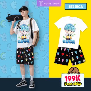 Bộ quần áo thun SUGA BTS phong cách chibi
