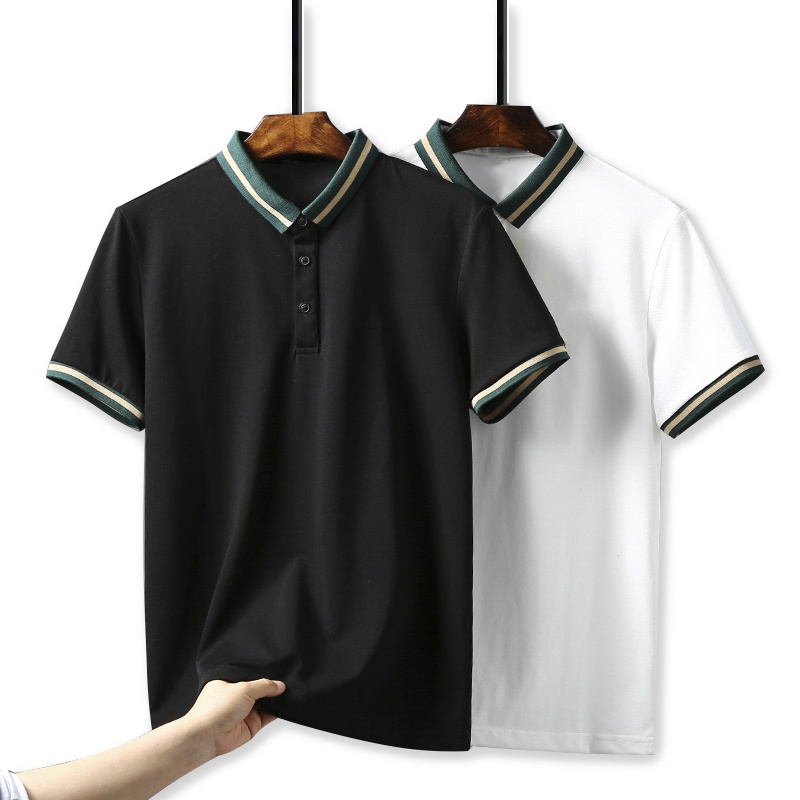 ◈✣✗Áo Polo Nam FEEL GOOD cổ bẻ tay ngắn basic màu Đen Trắng VIỀN KẺ SỌC vải cá sấu cotton cao cấp xuất xịn chuẩn form