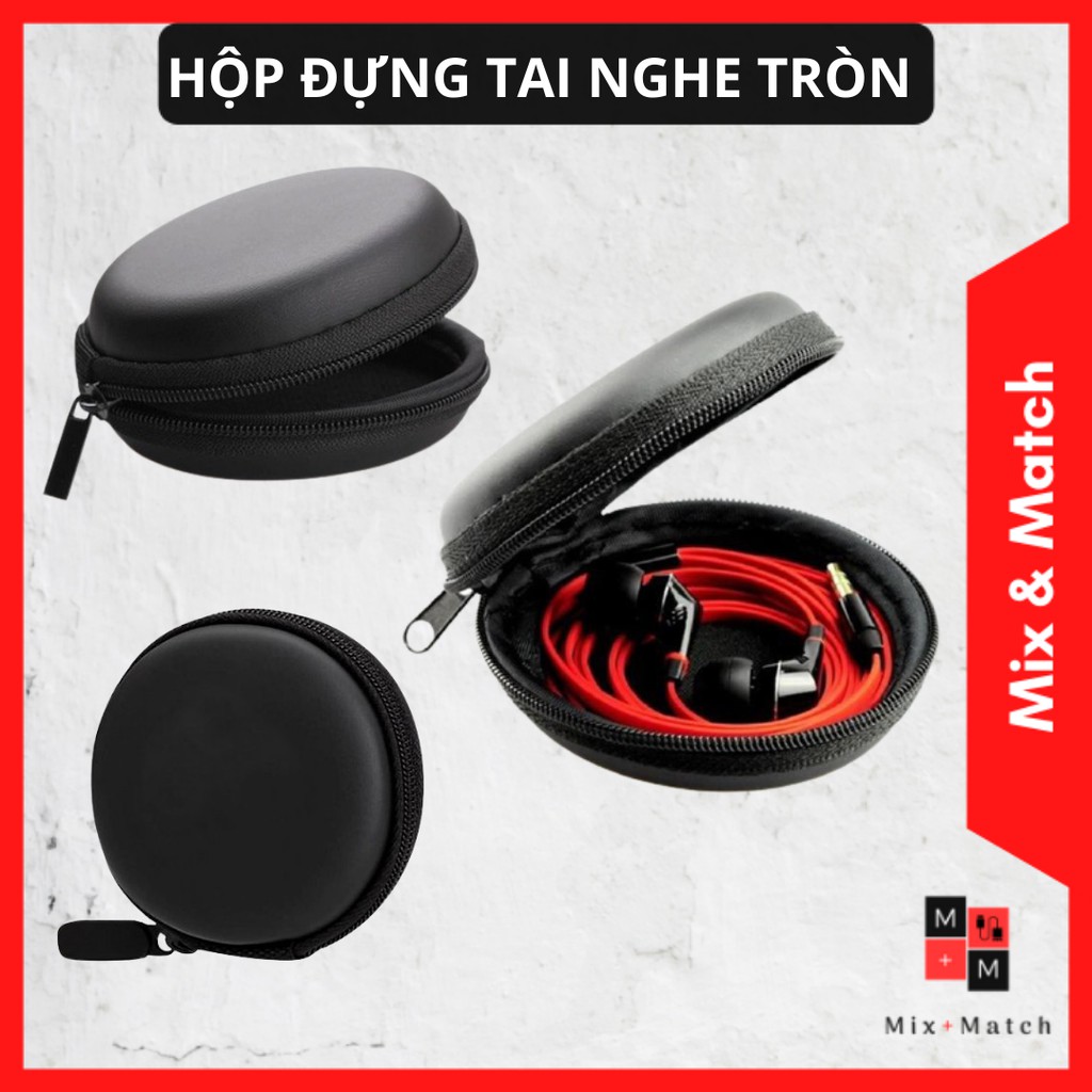 Bóp đựng Tai nghe &amp; Cáp sạc Hình tròn/Hình râu hộp thiếc