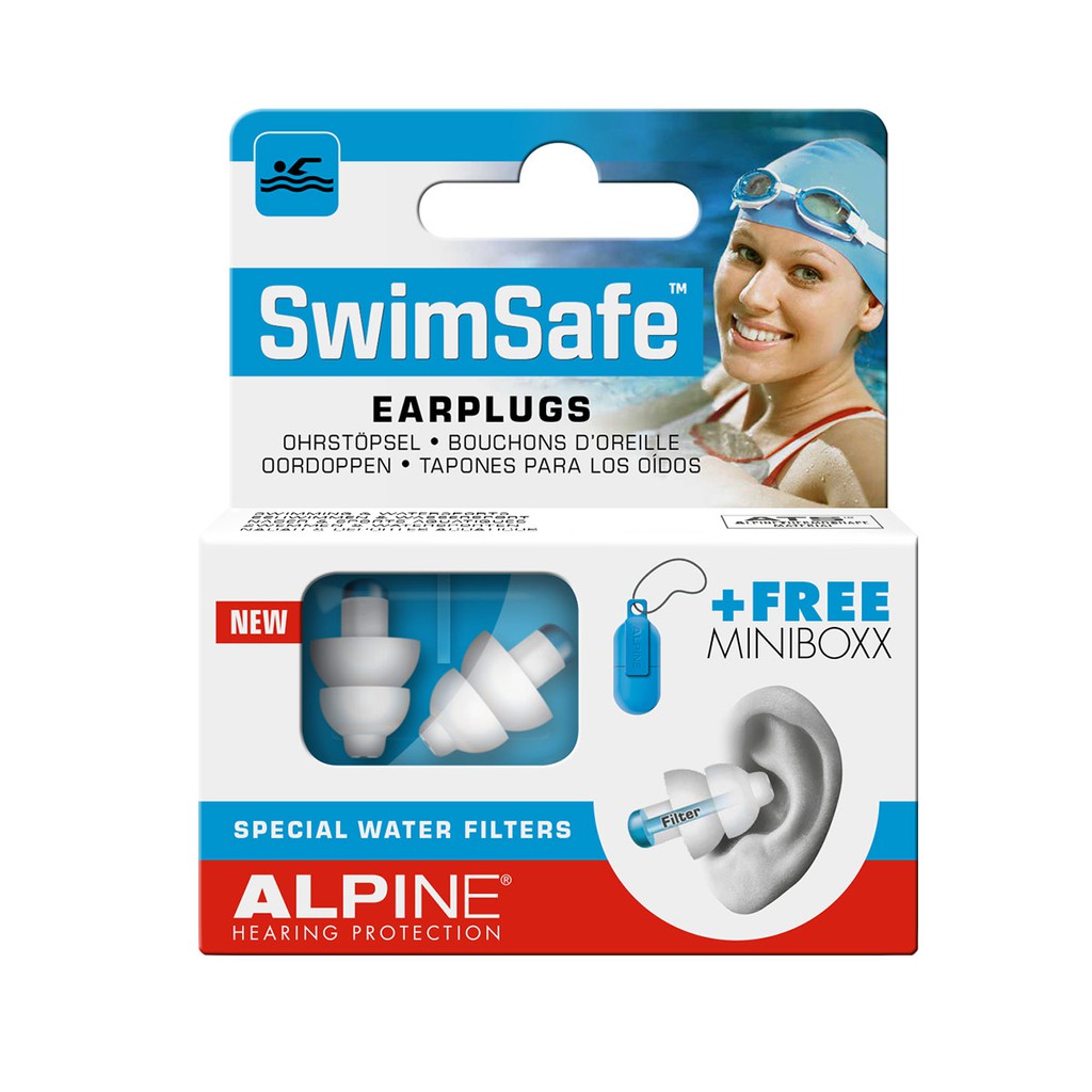 Hộp 1 đôi nút bịt tai đi bơi SwimSafe (Chống nước) thương hiệu Alpine - Nhập khẩu Hà Lan