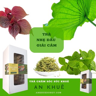 Trà giải cảm nhẹ đầu, hỗn hợp các loại thảo mộc tía tô, bạc hà, lá sen  – THẢO MỘC AN KHUÊ