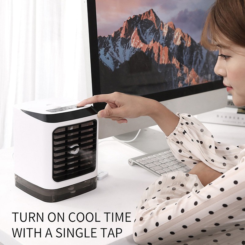 【In stock】 USB Air Conditioner Humidifier Purifier 7 Color Light Air Cooling Fan H3VN