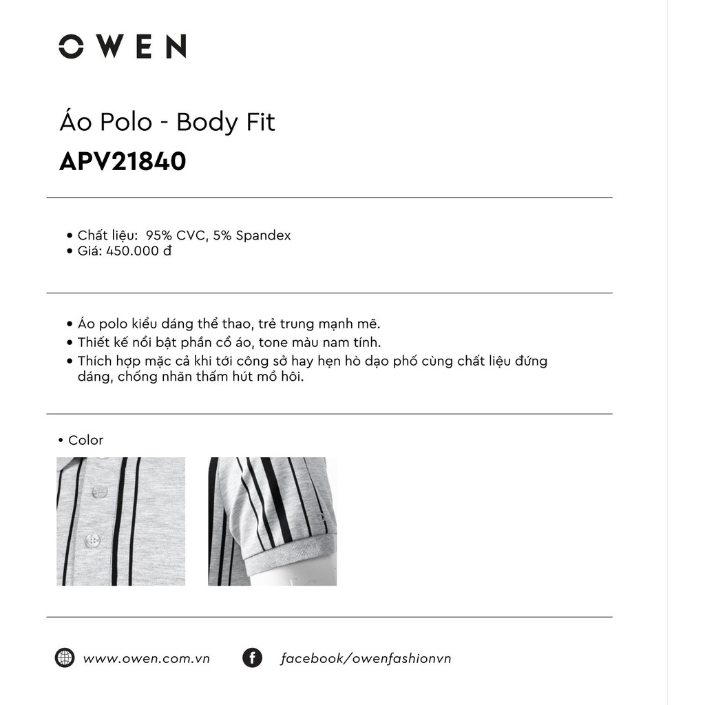 OWEN - Áo polo ngắn tay Owen 21480  - Áo thun ngắn tay có cổ