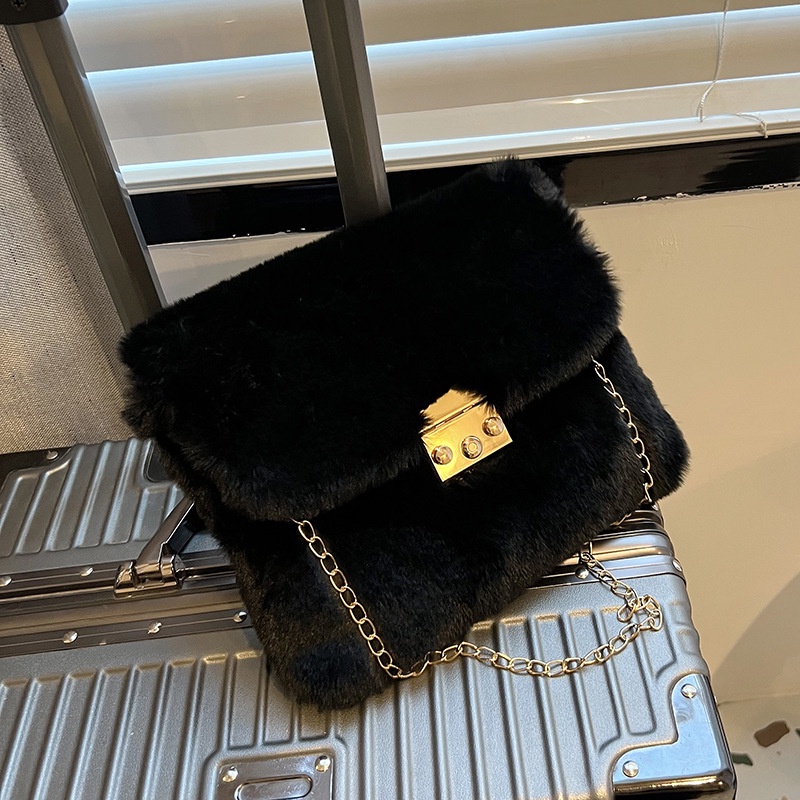 Túi Đeo Chéo Hình Vuông Cỡ Nhỏ Phủ Lông Thời Trang Sang Trọng Cho Nữ