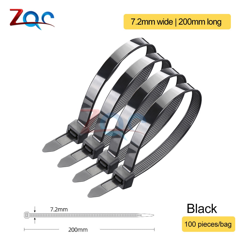 Bộ 100 Dây Rút Tự Khóa Bằng Nhựa Nylon 4x200 5x200