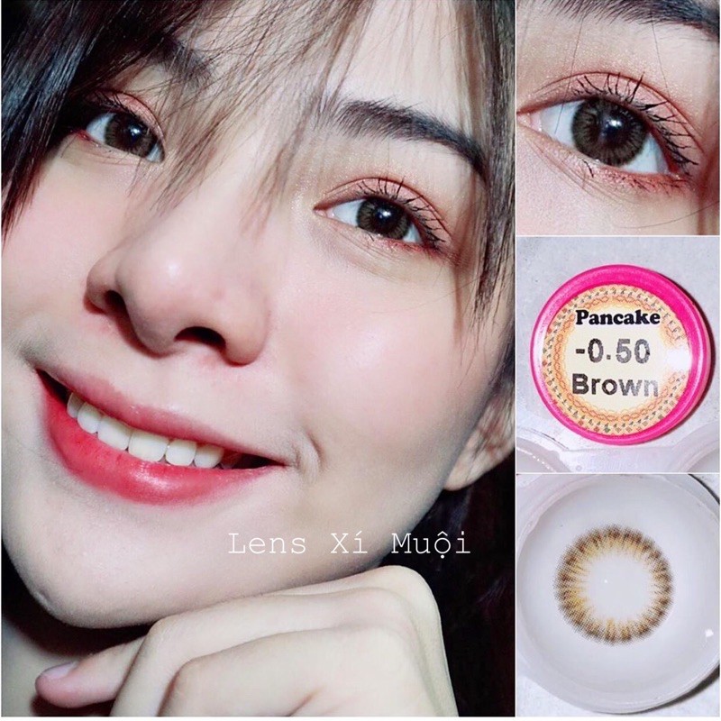 Lens mắt nâu Pop/Pancake giãn nhỏ 0 độ và có độ