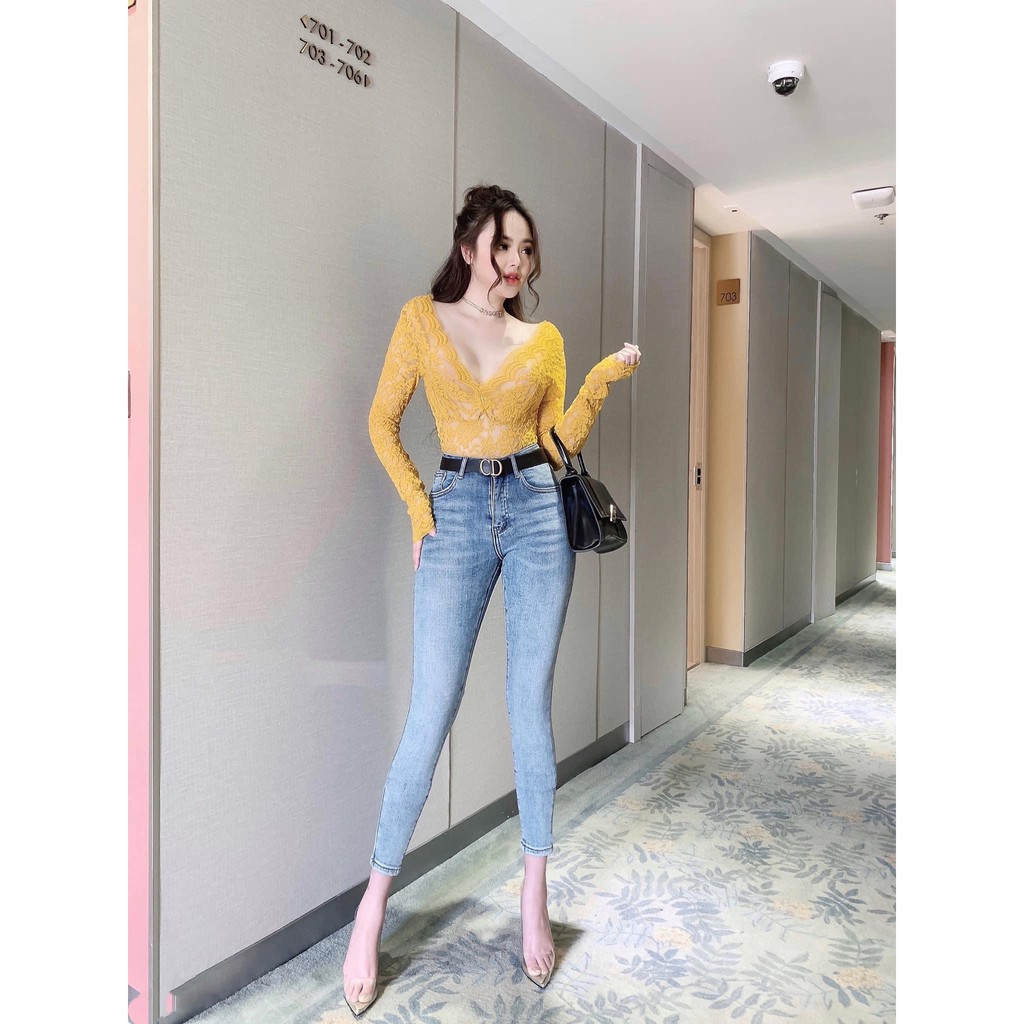 [50kg-90kg] Quần jean nữ Bigsize 9 tấc lưng cao, rách kiểu màu xanh đá đủ size 3858