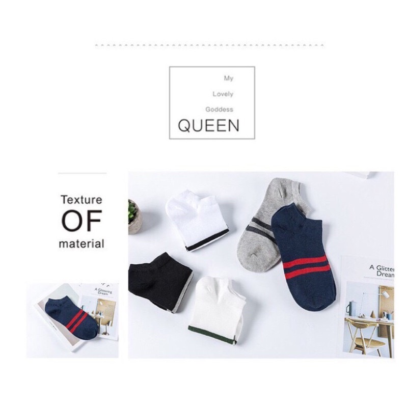 [TonaShoe] Vớ Cổ Ngắn Sọc Ngang Chân