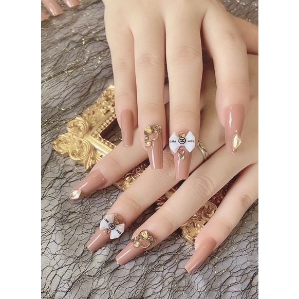 Móng tay giả dài,nailbox thiết kế,bộ 24 móng úp tay giả kèm keo