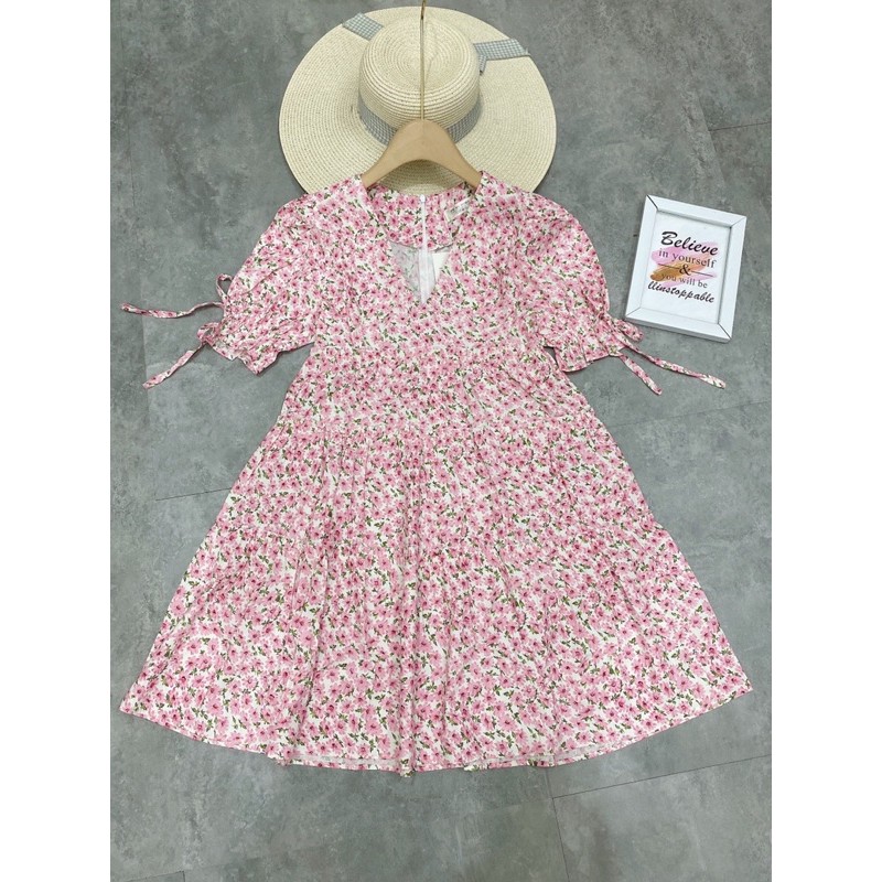 [Siêu Xinh] Váy Hoa Babydoll 3 Màu, Đầm Hoa Dáng Xoè Tay Phồng Dễ Thương Có Ảnh Thật Kèm Video | BigBuy360 - bigbuy360.vn