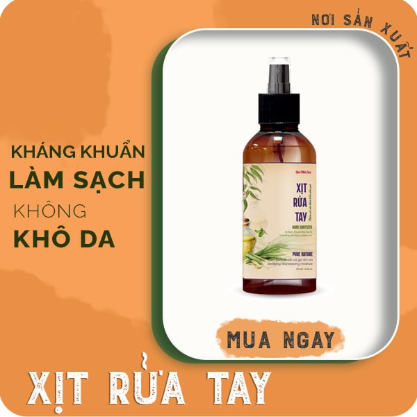 Xịt rửa tay 100% tự nhiên, làm sạch vượt trội, không khô da chai 50ml Quê Một Cục - handmade