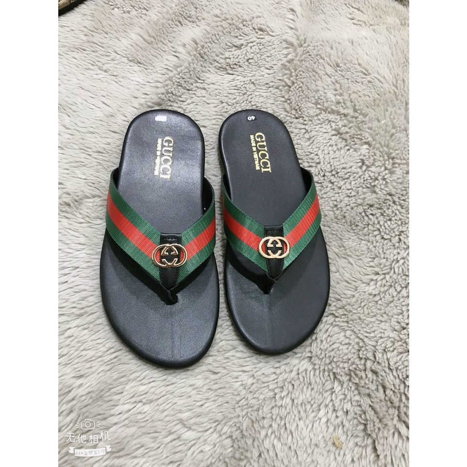 DÉP XĂNG ĐAN NAM, DÉP XỎ NGÓN NAM GUCCI GẮN LOGO SANG TRỌNG.ĐẾ TPR BỀN BỈ ĐI ÊM CHÂN TCR