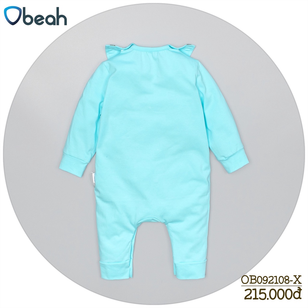 Bộ body liền kèm yếm Obeah màu xanh Fullsize 59 đến 90 cho bé từ 0 đến 24 tháng
