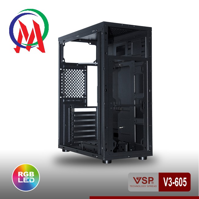 Vỏ Case VSP V3-605 Có Sẵn LED RGB Và nắp hông Trong Suốt