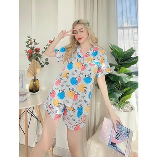 Bộ pizama hoạ tiết gấu nâu lụa cao cấp D77