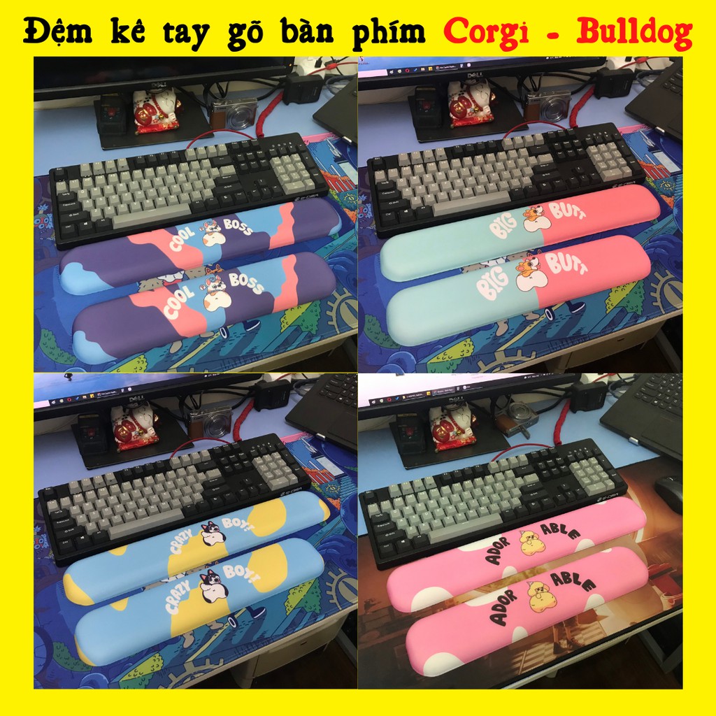 Đệm kê tay gõ bàn phím hình Corgi, Husky siêu cute, miếng đệm cổ tay gõ bàn phím chống mỏi mông to | BigBuy360 - bigbuy360.vn