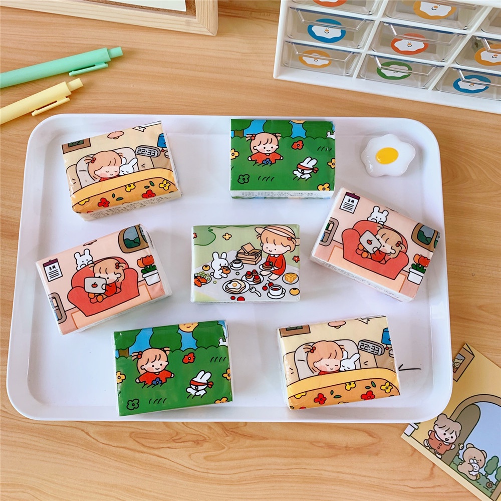Giấy ăn mini bỏ túi, khăn giấy họa tiết cô gái Nhật Bản cute