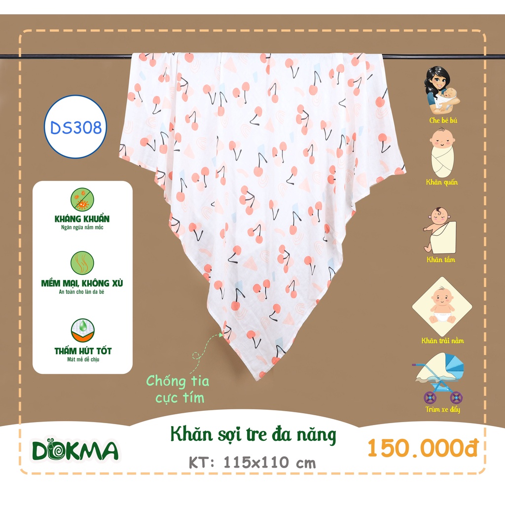 DS308 Khăn sợi tre đa năng Dokma (KT: 115x110cm)