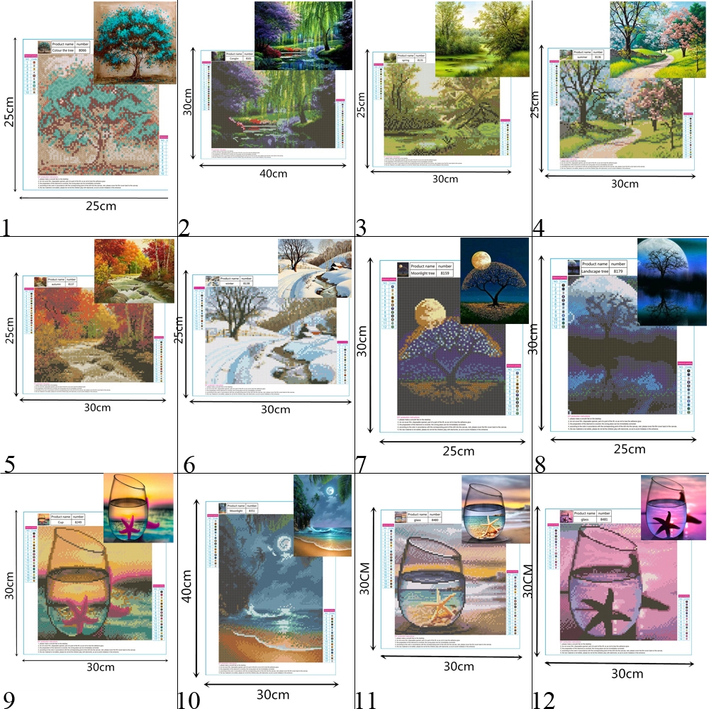 Bộ Tranh Đính Đá 5D Họa Tiết Phong Cảnh Độc Đáo DIY Dùng Trang Trí Nhà Cửa