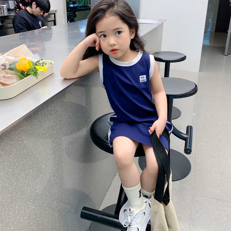 Đầm Công Chúa Mùa Hè Dáng Suông Sát Nách Màu Trơn Dễ Phối Đồ Hợp Thời Trang Cho Bé Gái