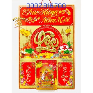 Bìa 40x60cm Bộ lịch GIÁP THÌN 2024 hình RỒNG vàng cây kim tiền Phúc lộc thọ Di Lạc lốc lịch đại khổ lịch 14,5cm x 20,5cm