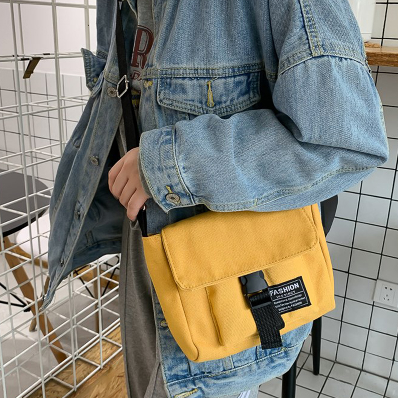 Túi xách messenger bằng vải bạt kiểu Harajuku Hàn Quốc đơn giản