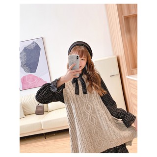 Set váy kẻ gile len dài (kèm ảnh thật)