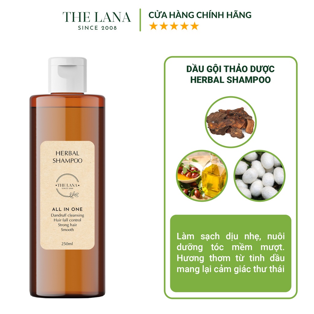Dầu gội thảo dược The Lana Herbal Shampoo dưỡng tóc phục hồi 250ml
