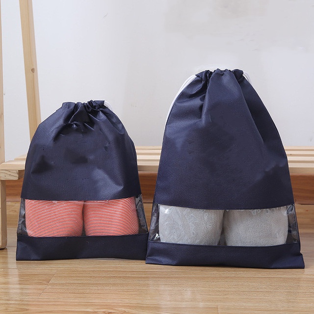 Portable Travel Shoe Bags, Large Drawstring Shoes Pouch Storage Translucent Organizer Bags 1pc