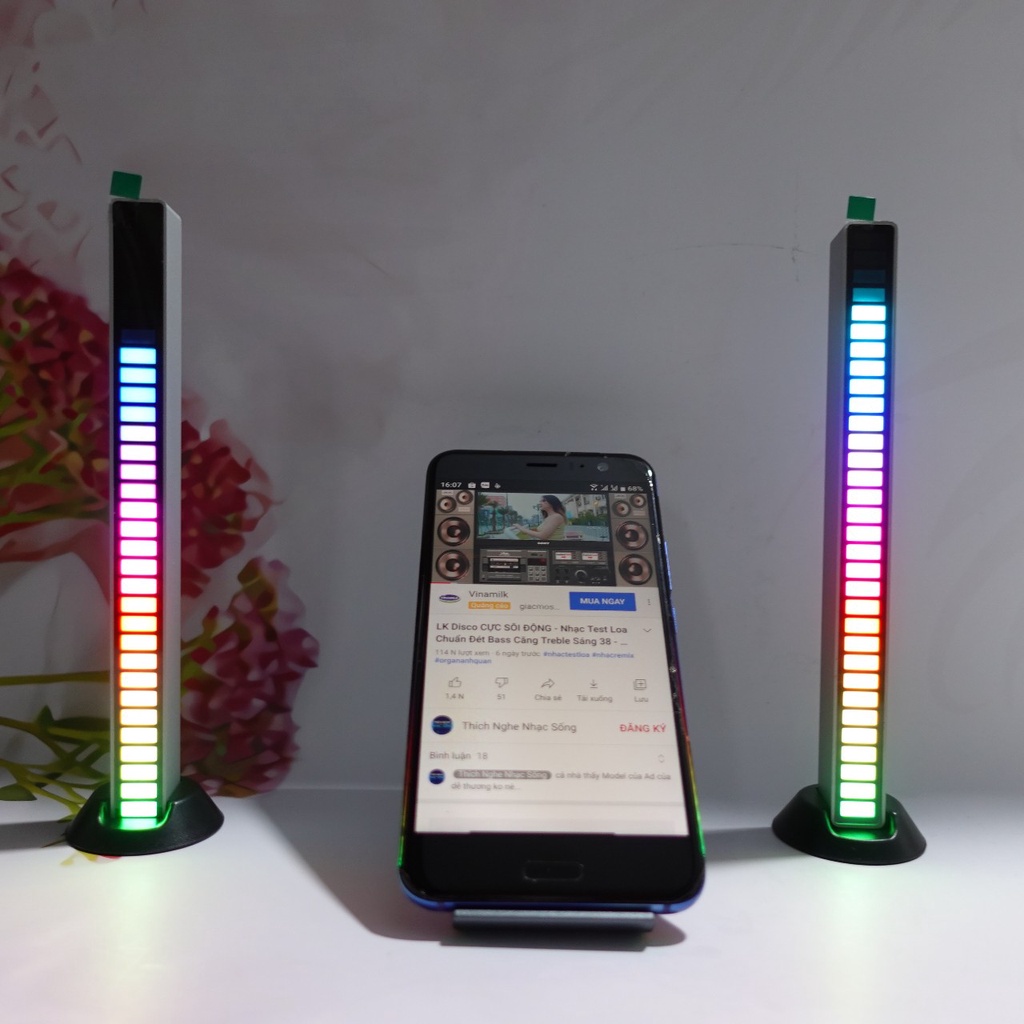 Thanh Đèn LED RGB Nháy Theo Nhạc Máy Tính, 32 Hạt Màu Cảm Ứng Âm Thanh-T0107