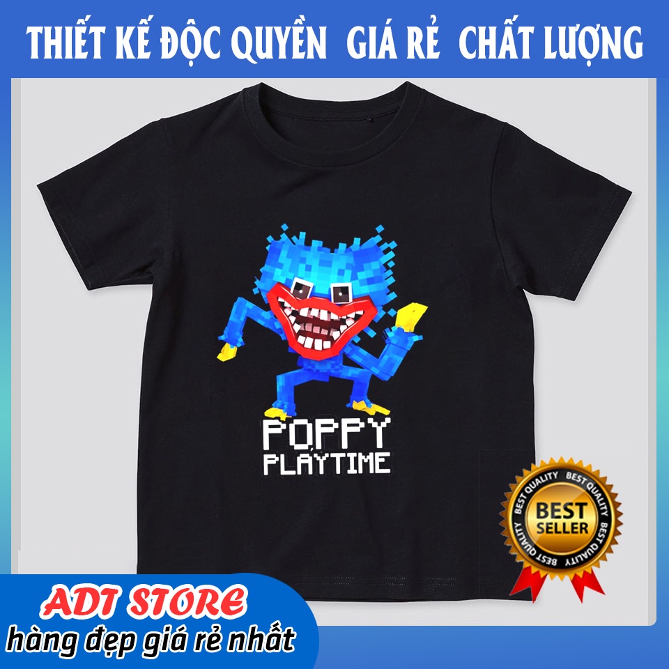 Áo thun cho bé trai in hình hoạt hình Poppy Playtime Huggy Wuggy, mẫu áo cực chất giá siêu rẻ