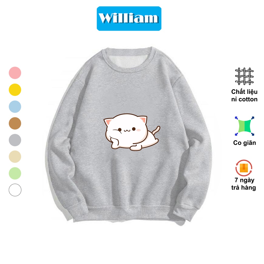 Áo sweater nam nữ hình Mèo dễ thương chất nỉ bông dày dặn, in Pet cao cấp William - DS225