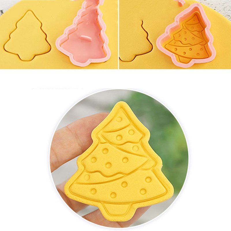 Bộ 8 Khuôn Làm Bánh Quy / Đồ Tráng Miệng Hình Cây Thông / Ông Già Noel / Tuần Lộc / Người Tuyết Hoạt Hình 3D DIY