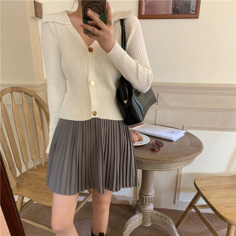 Áo Dệt Kim Tay Dài Cổ Chữ V Thời Trang Mùa Thu Cho Nữ