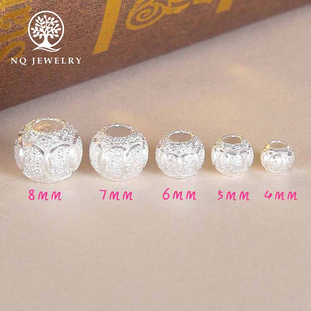 Charm bi bạc xỏ ngang có họa tiết - NQ Jewelry