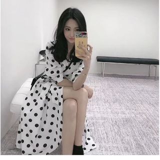 Váy maxi chấm bi QCCC