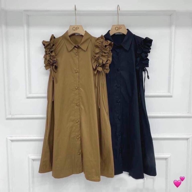 [Xả kho]Váy bầu Đầm bầu sơ mi chất đũi Hànthiết kế sang chảnh mặc đi làm đi chơi đều được feezsai 40–75Kg -HD23