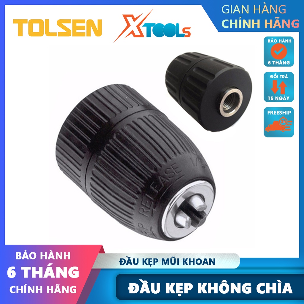 Đầu kẹp mũi khoan tự động không chìa Tolsen, đầu khoan không chìa tương thích nhiều loại mũi khoan size 3/8&quot;[CHÍNH HÃNG]