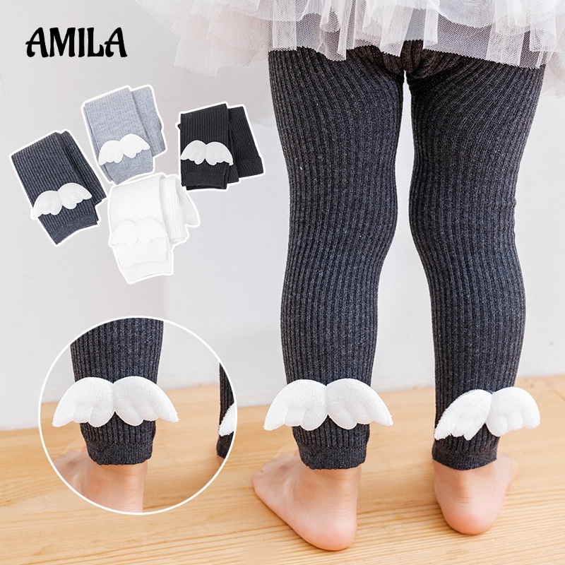Quần legging AMILA dài đính cánh thiên thần dễ thương thời trang cho bé