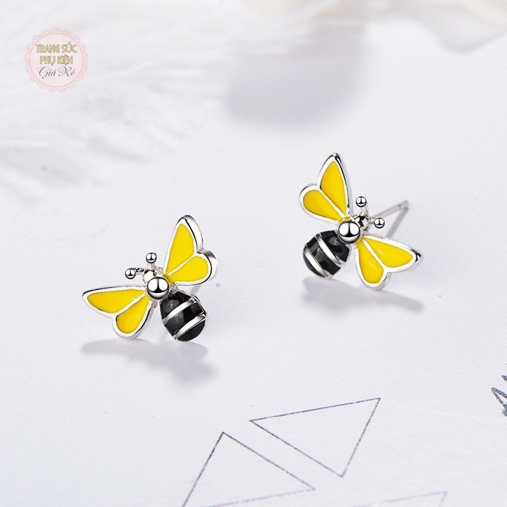 Bông tai thời trang nữ hình con ong nhỏ xinh, bạc ý S925 - HT225