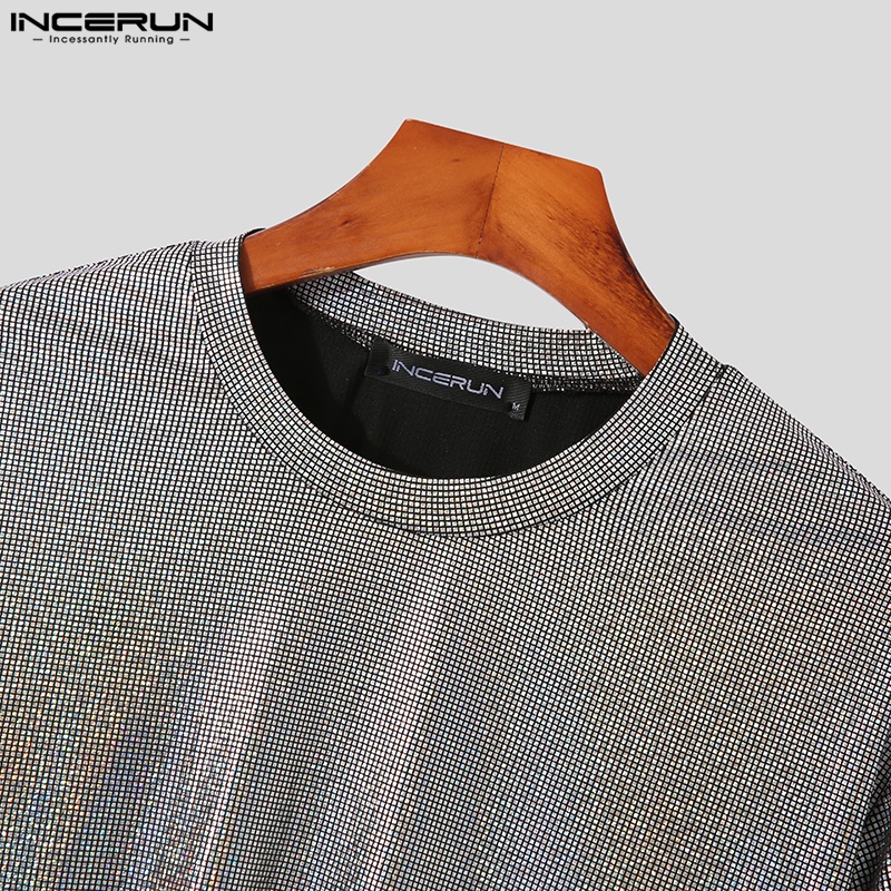 Áo thun INCERUN tay ngắn dáng ôm thời trang thấm hút mồ hôi dành cho nam